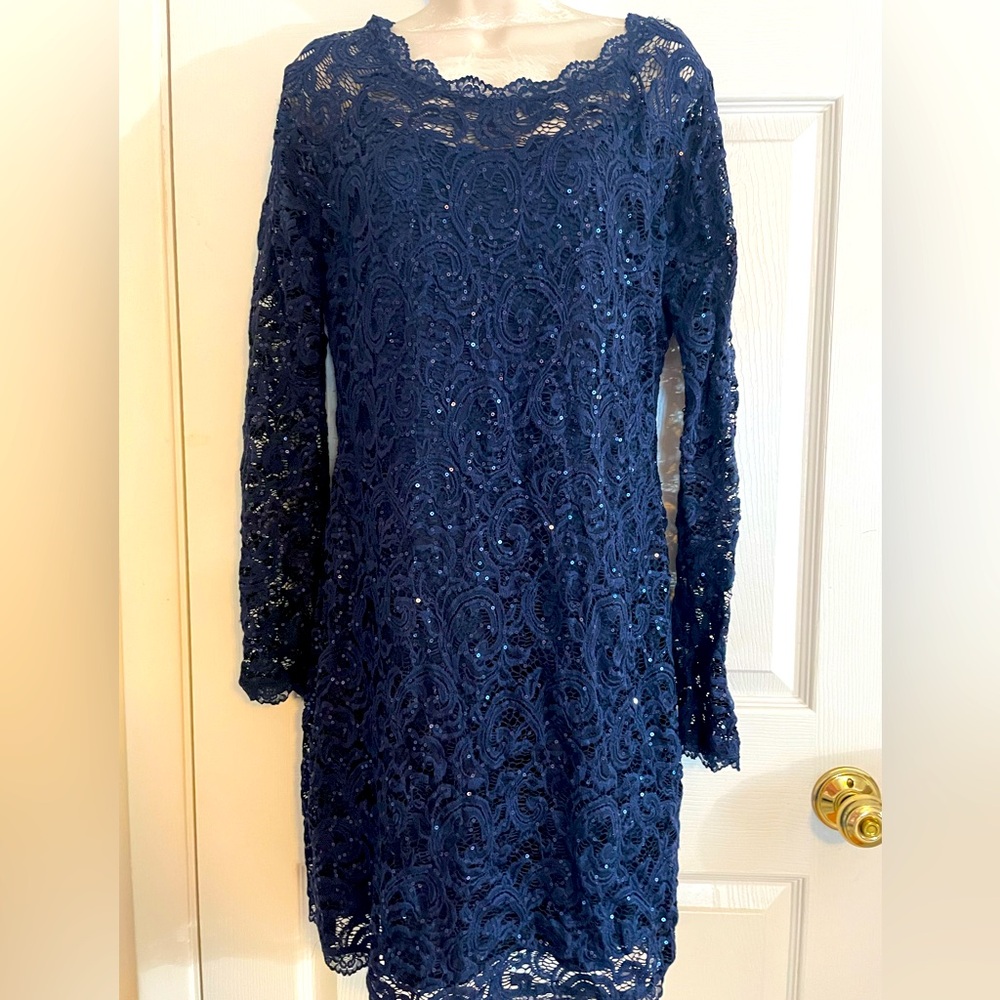 My Michelle Navy Sequin Cocktail Dress Size Extra Large